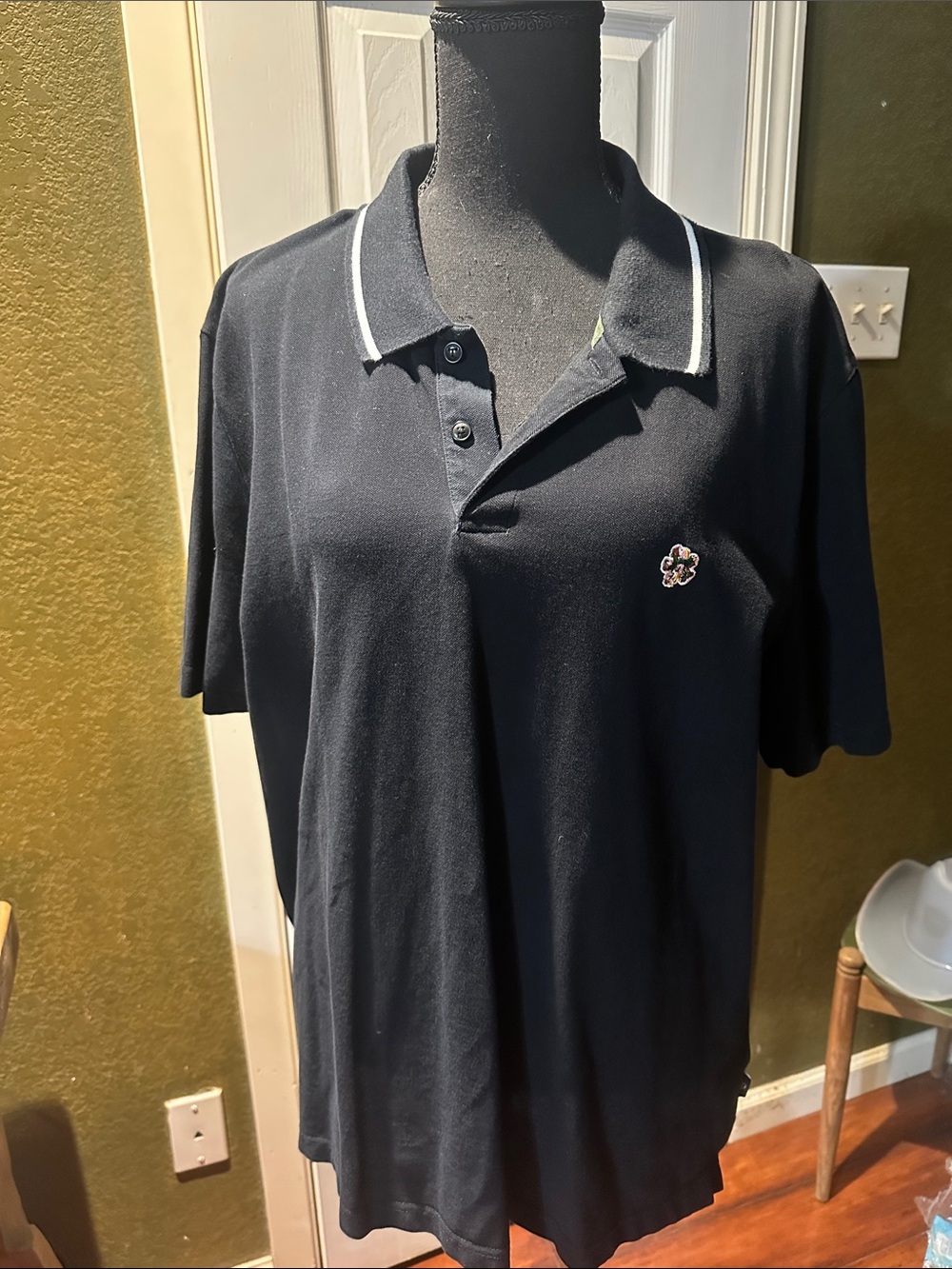 Ted Baker London Men's Navy Polo Shirt with Contrast Collar Trim
